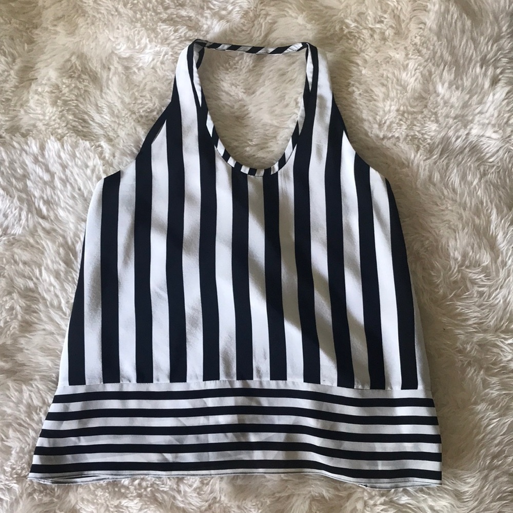 BCBG stripe blouse with low back - Picture 1 of 2
